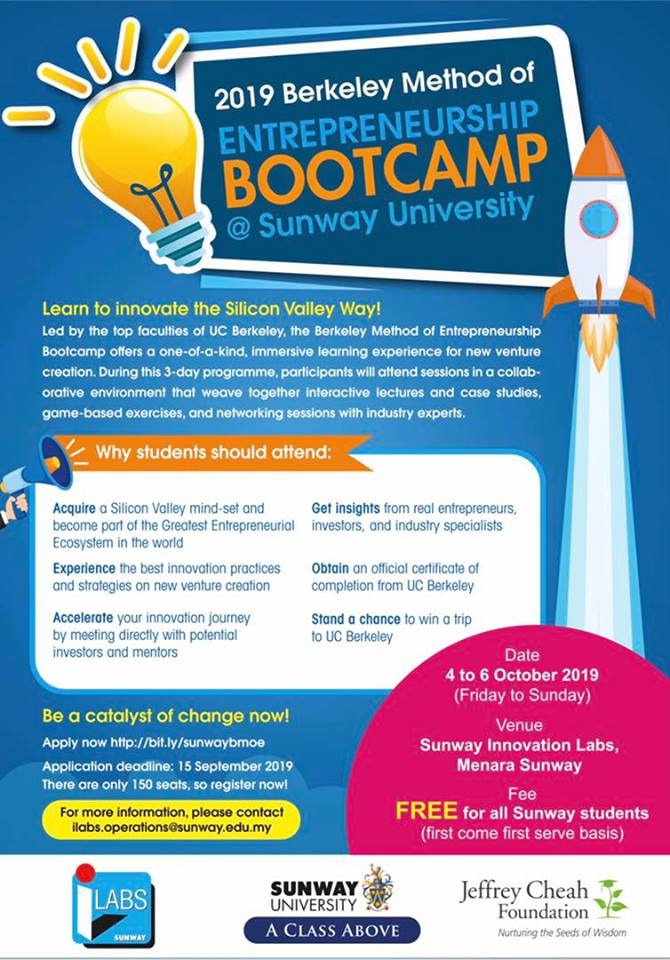 Berkeley Method of Entrepreneurship Bootcamp @ Sunway University